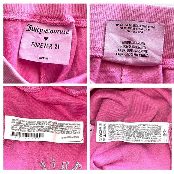 Juicy Couture Big Bling Velour Jogger Hot Pink Rhinestones Athleisure Size M - Picture 10 of 13
